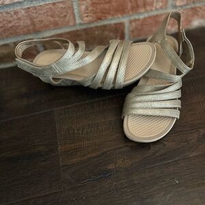 BareTraps Metallic Gold Strappy Sandals
